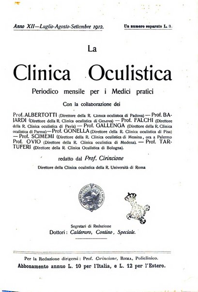 La Clinica oculistica periodico mensile per i medici pratici