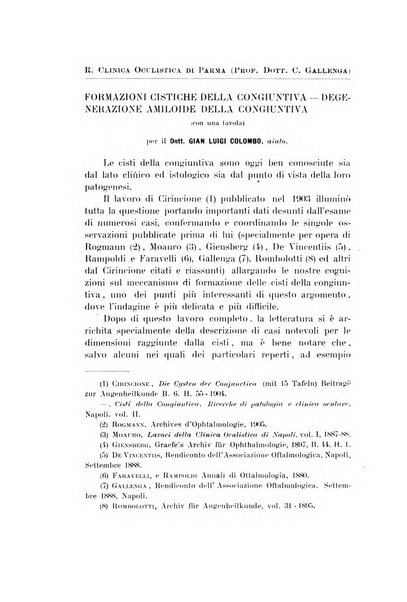 La Clinica oculistica periodico mensile per i medici pratici