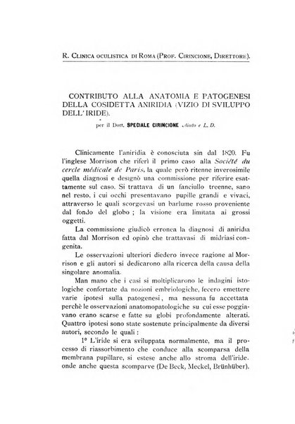 La Clinica oculistica periodico mensile per i medici pratici