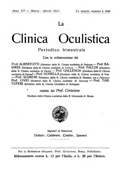 La Clinica oculistica periodico mensile per i medici pratici