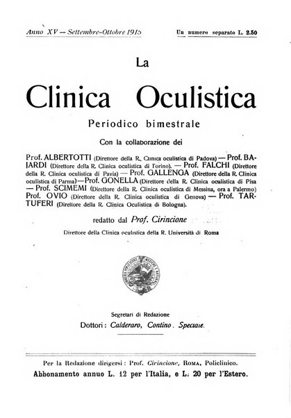 La Clinica oculistica periodico mensile per i medici pratici