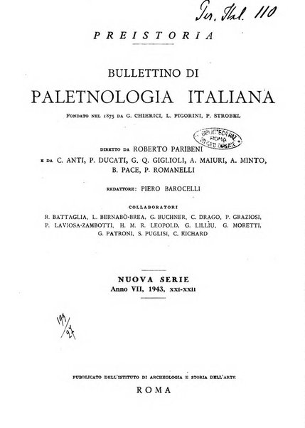 Preistoria bullettino di paletnologia italiana