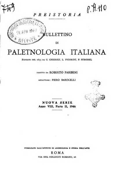 Preistoria bullettino di paletnologia italiana