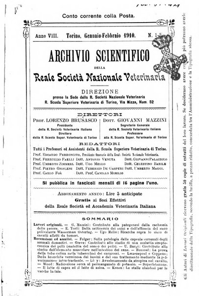 Archivio scientifico della Reale Società nazionale veterinaria