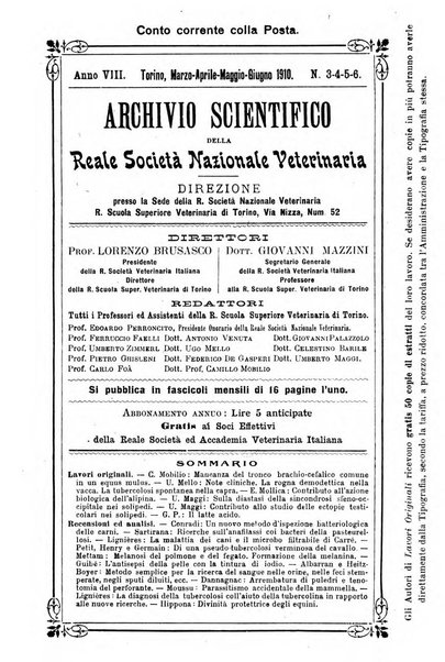 Archivio scientifico della Reale Società nazionale veterinaria