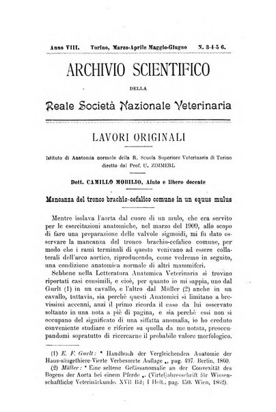 Archivio scientifico della Reale Società nazionale veterinaria