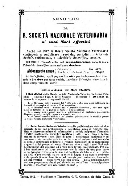 Archivio scientifico della Reale Società nazionale veterinaria