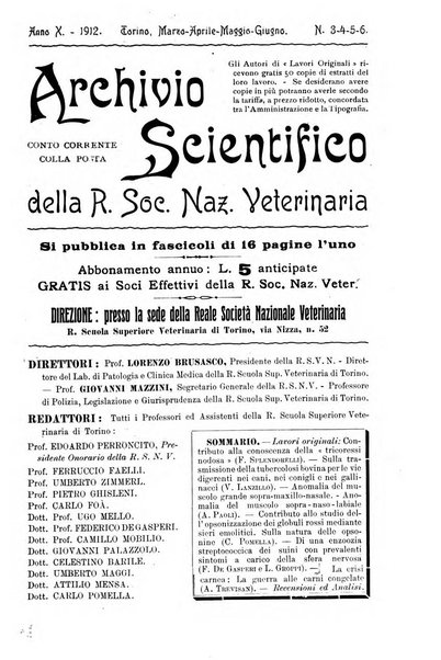 Archivio scientifico della Reale Società nazionale veterinaria