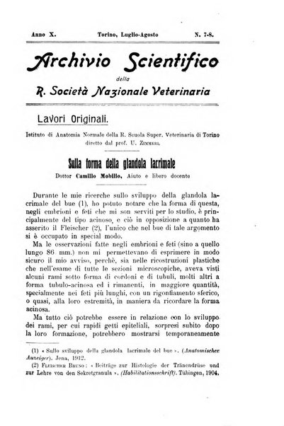 Archivio scientifico della Reale Società nazionale veterinaria