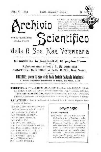 Archivio scientifico della Reale Società nazionale veterinaria