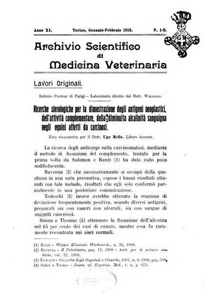 Archivio scientifico di medicina veterinaria