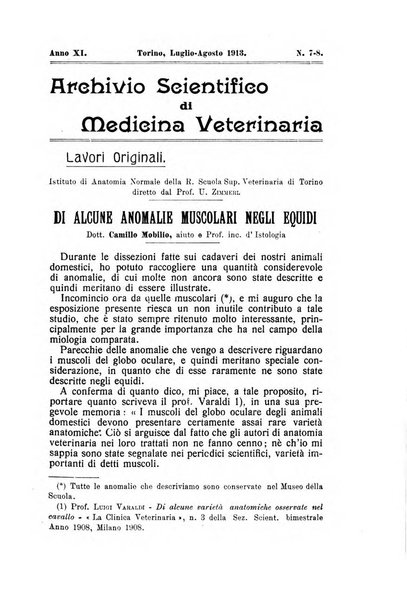 Archivio scientifico di medicina veterinaria