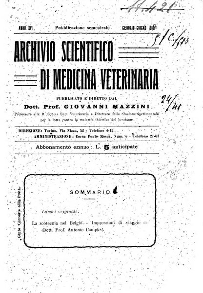 Archivio scientifico di medicina veterinaria