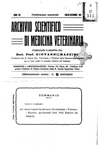 Archivio scientifico di medicina veterinaria