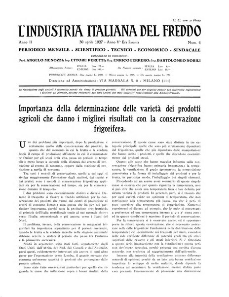 L'industria italiana del freddo periodico mensile, scientifico, tecnico, economico, sindacale