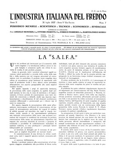 L'industria italiana del freddo periodico mensile, scientifico, tecnico, economico, sindacale