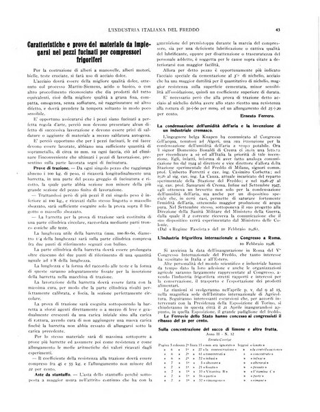 L'industria italiana del freddo periodico mensile, scientifico, tecnico, economico, sindacale