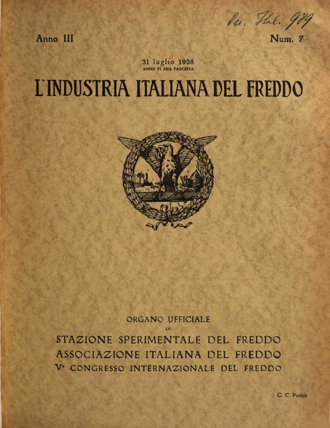 L'industria italiana del freddo periodico mensile, scientifico, tecnico, economico, sindacale