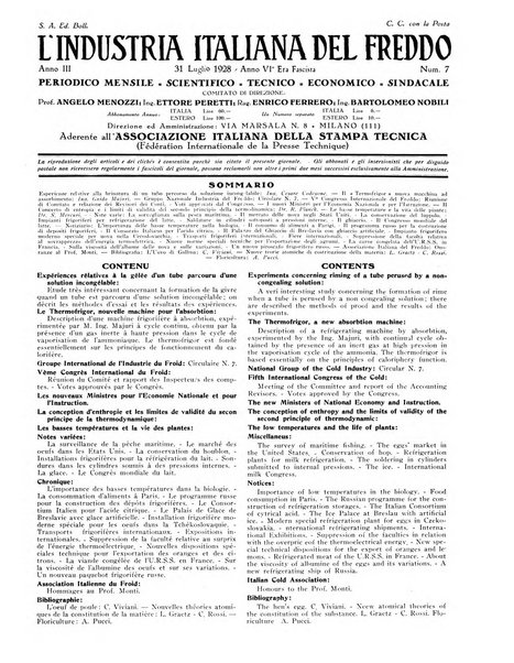 L'industria italiana del freddo periodico mensile, scientifico, tecnico, economico, sindacale