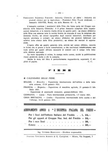 L'industria italiana del freddo periodico mensile, scientifico, tecnico, economico, sindacale