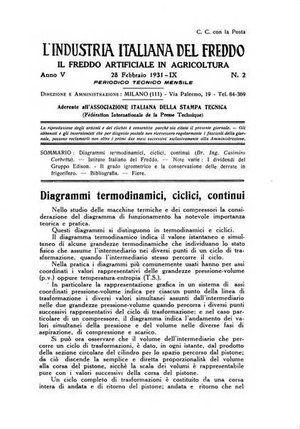 L'industria italiana del freddo periodico mensile, scientifico, tecnico, economico, sindacale