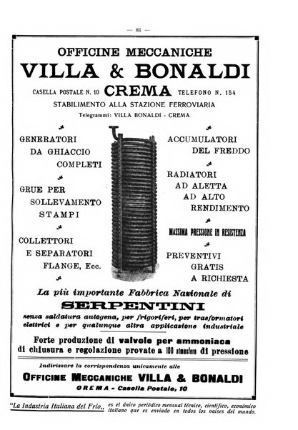 L'industria italiana del freddo periodico mensile, scientifico, tecnico, economico, sindacale