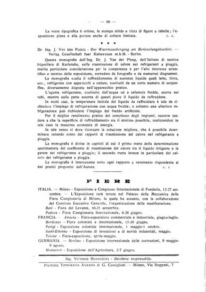 L'industria italiana del freddo periodico mensile, scientifico, tecnico, economico, sindacale