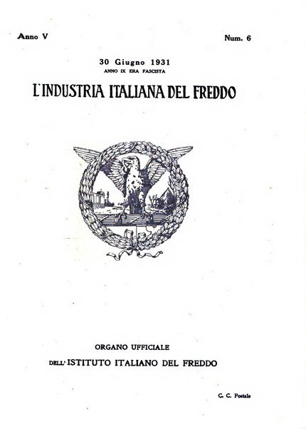 L'industria italiana del freddo periodico mensile, scientifico, tecnico, economico, sindacale