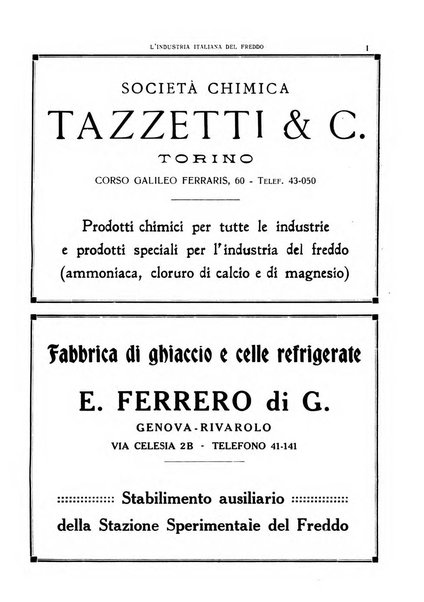 L'industria italiana del freddo periodico mensile, scientifico, tecnico, economico, sindacale