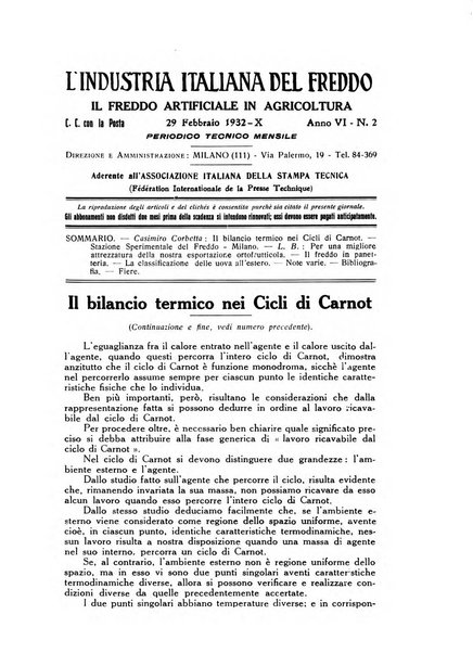 L'industria italiana del freddo periodico mensile, scientifico, tecnico, economico, sindacale