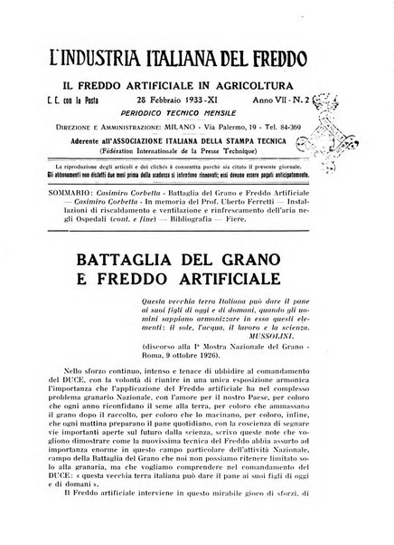 L'industria italiana del freddo periodico mensile, scientifico, tecnico, economico, sindacale