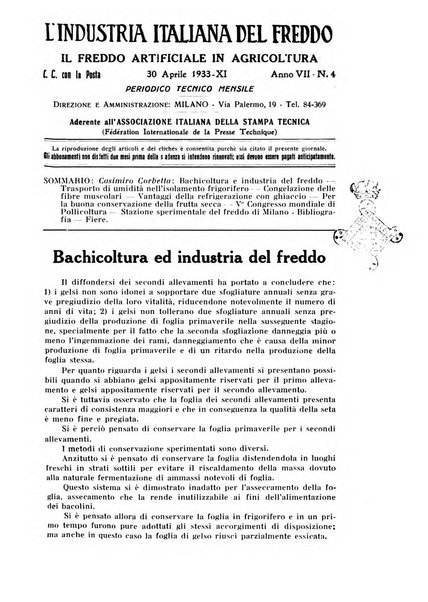 L'industria italiana del freddo periodico mensile, scientifico, tecnico, economico, sindacale