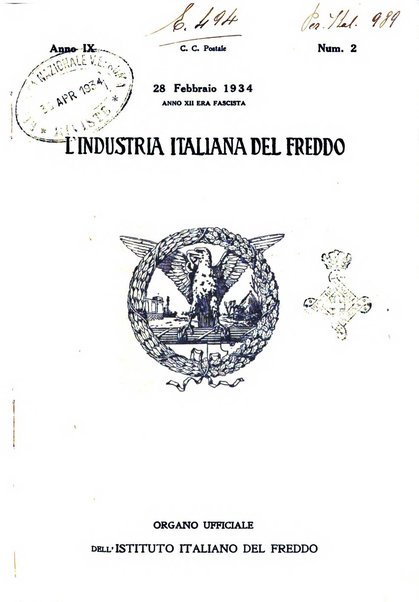 L'industria italiana del freddo periodico mensile, scientifico, tecnico, economico, sindacale