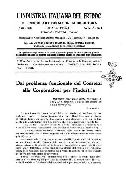 L'industria italiana del freddo periodico mensile, scientifico, tecnico, economico, sindacale