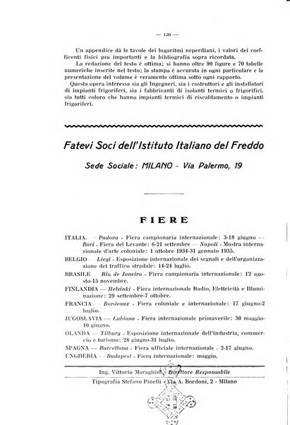 L'industria italiana del freddo periodico mensile, scientifico, tecnico, economico, sindacale