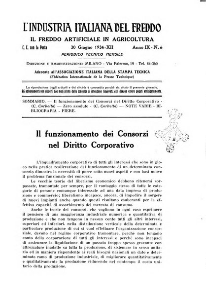 L'industria italiana del freddo periodico mensile, scientifico, tecnico, economico, sindacale