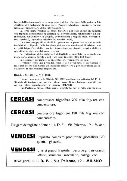 L'industria italiana del freddo periodico mensile, scientifico, tecnico, economico, sindacale