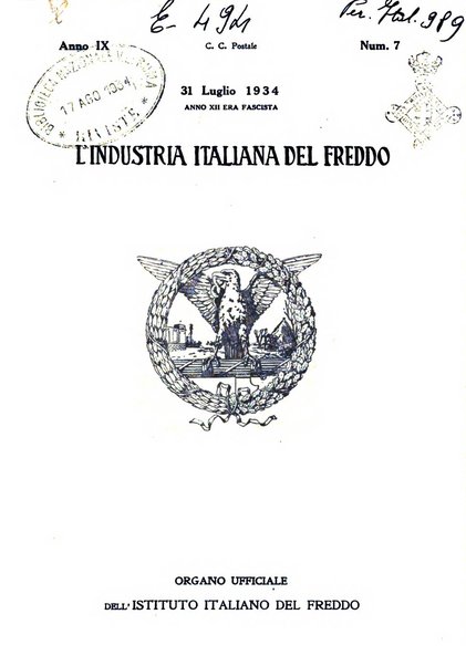 L'industria italiana del freddo periodico mensile, scientifico, tecnico, economico, sindacale