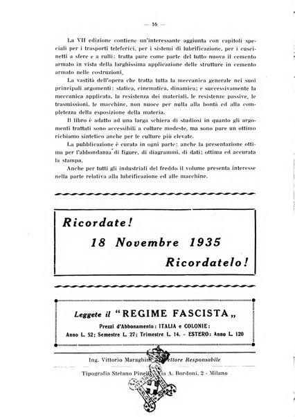 L'industria italiana del freddo periodico mensile, scientifico, tecnico, economico, sindacale