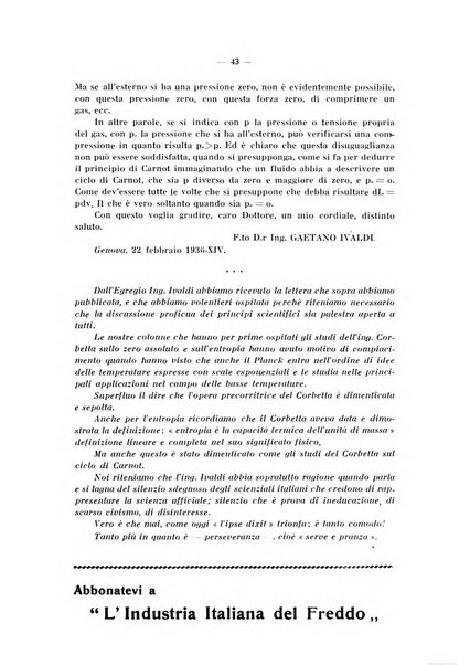 L'industria italiana del freddo periodico mensile, scientifico, tecnico, economico, sindacale