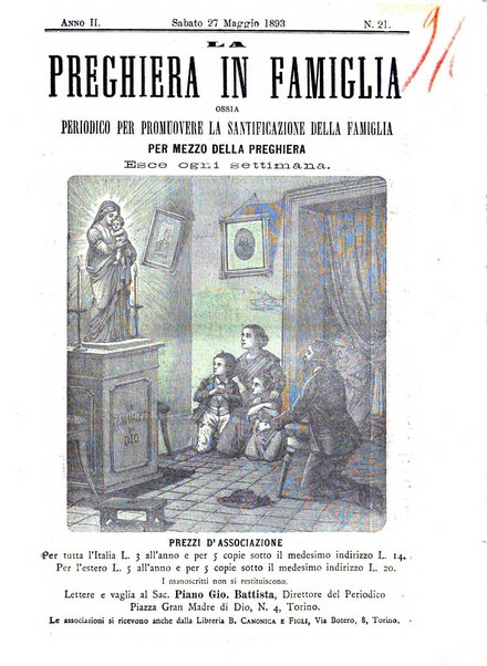 La preghiera in famiglia ossia la famiglia santificata