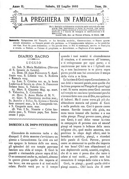 La preghiera in famiglia ossia la famiglia santificata