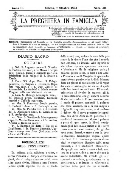 La preghiera in famiglia ossia la famiglia santificata