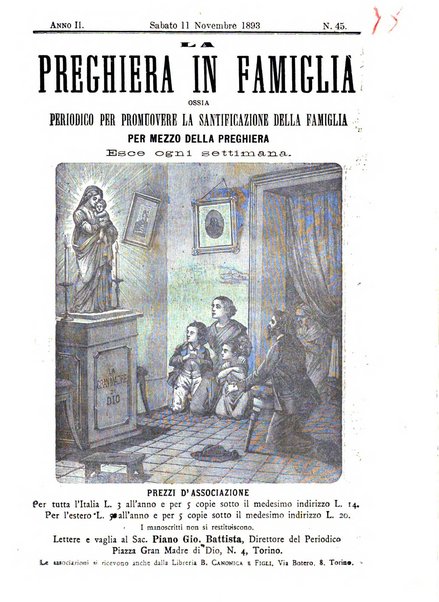 La preghiera in famiglia ossia la famiglia santificata