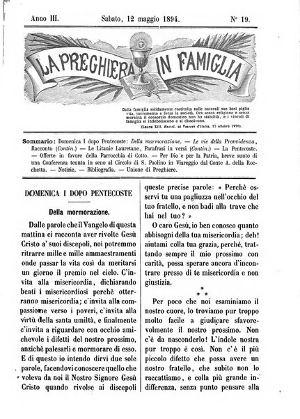 La preghiera in famiglia ossia la famiglia santificata