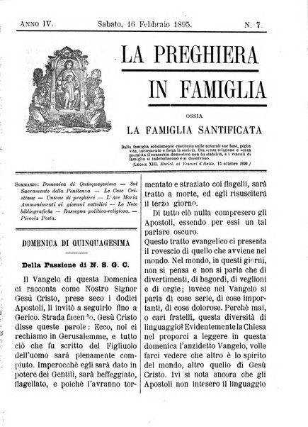 La preghiera in famiglia ossia la famiglia santificata