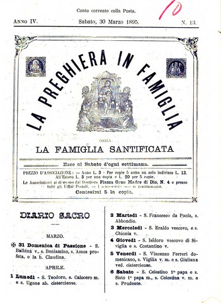 La preghiera in famiglia ossia la famiglia santificata