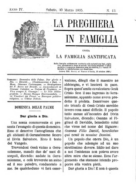 La preghiera in famiglia ossia la famiglia santificata