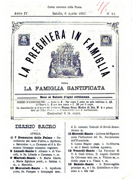 La preghiera in famiglia ossia la famiglia santificata