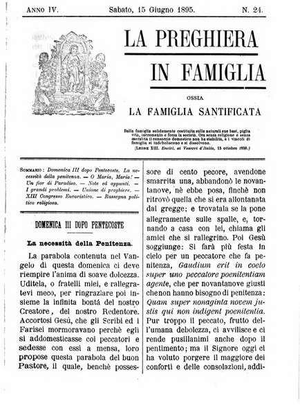 La preghiera in famiglia ossia la famiglia santificata